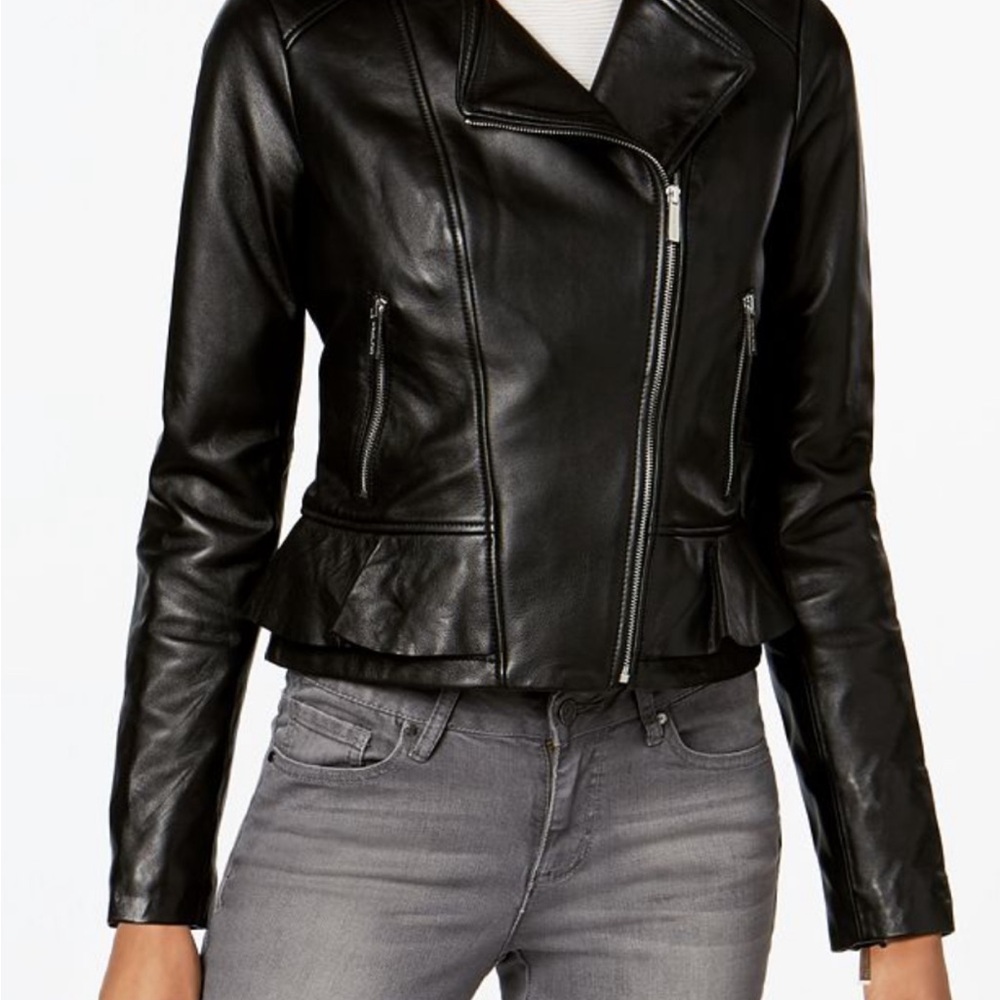 NEW Michael Kors 100% Lambskin Moto Jacket Size S